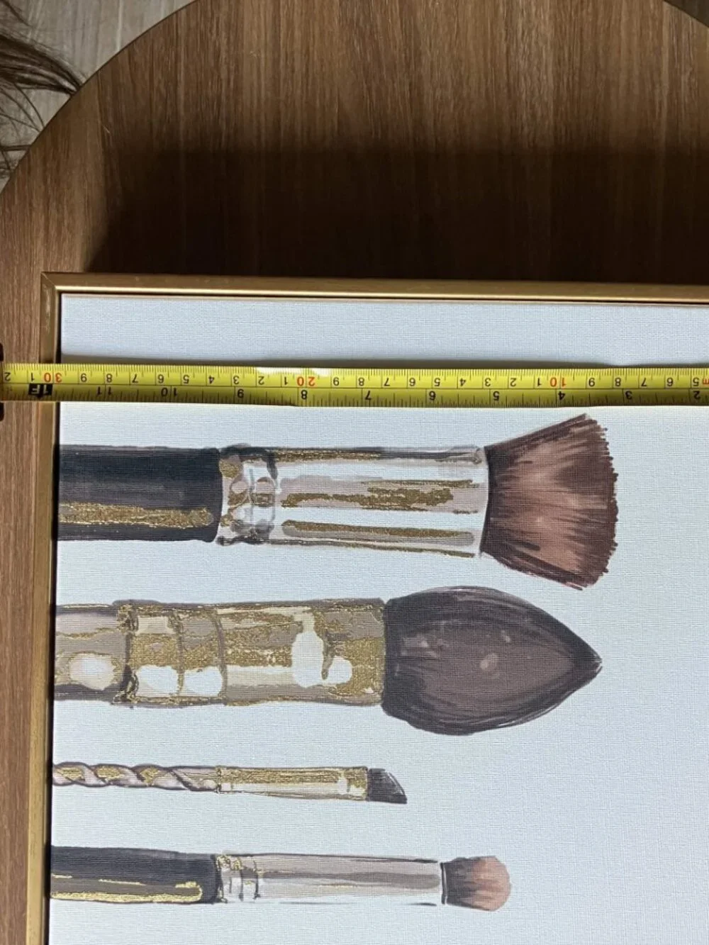 Makeup Brushes Gold Framed Canvas Print